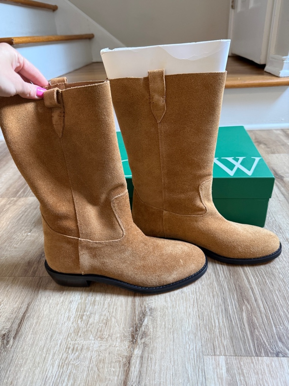 NWT J. Crew Tan Suede Mid-Calf Western Boots - Picture 4 of 9